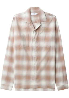 RHUDE logo-embroidered check-print shirt - Brown
