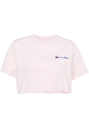 Ground Zero logo-embroidered cropped T-shirt - Pink