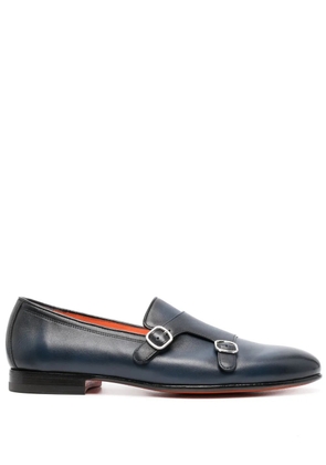 Santoni double-buckle leather shoes - Blue