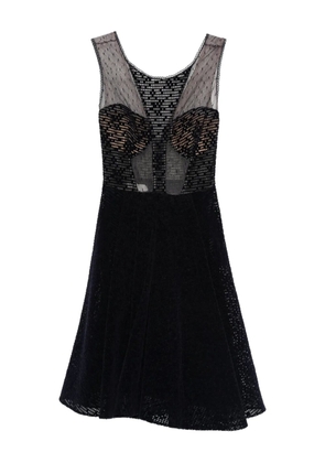 Gemy Maalouf mesh-insert V-neck mini dress - Blue