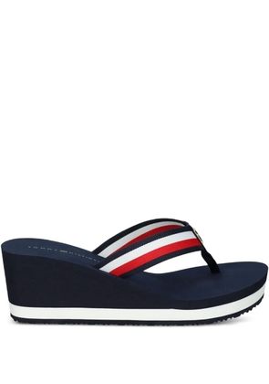 Tommy Hilfiger signature strap wedge flip-flops - Blue