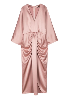 Kiton V-neck satin-finish dress - Pink