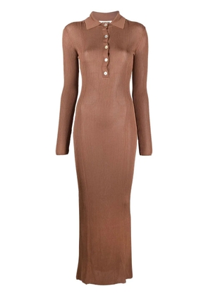 AERON GLENN ribbed-knit polo dress - Brown