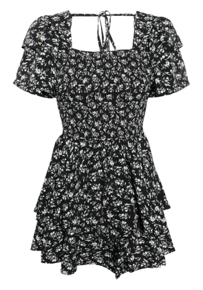 b+ab floral-print ruffled minidress - Black