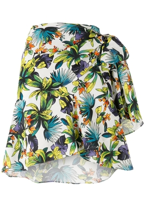 Amir Slama printed wrap skirt with panels - White