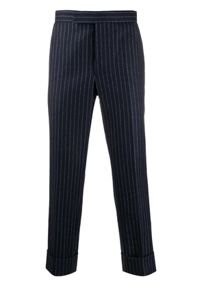 Thom Browne ground chalk-stripe flannel trousers - Blue