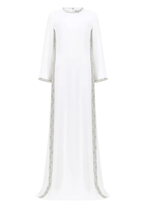 Dina Melwani embroidered crepe gown - White
