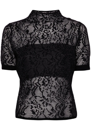 TWINSET patterned-jacquard semi-sheer jumper - Black