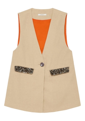 MALIPARMI sequin-embellished V-neck waistcoat - Neutrals