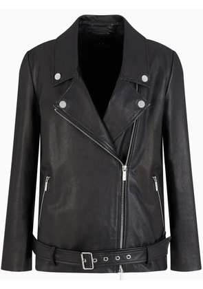 Armani Exchange leather biker jacket - Black