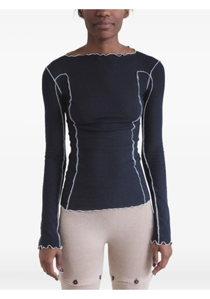 Baserange ruffle-trim long-sleeve T-shirt - Blue