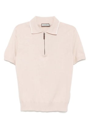 Canali cotton zipped polo shirt - Pink