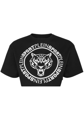 Plein Sport logo-print cropped T-shirt - Black