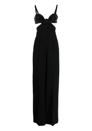 Elie Saab crystal-embellished cut-out detailing jumpsuit - Black