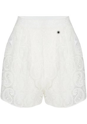 Giambattista Valli paisley macramé high-waist shorts - White