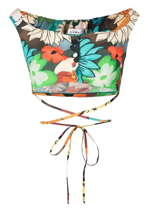 Amir Slama floral-print off-shoulder top - Multicolour