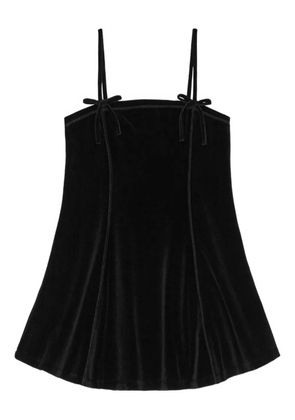 GANNI bow-detailing velvet mini party dress - Black