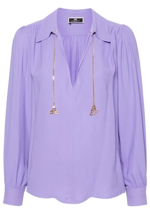 Elisabetta Franchi logo-print georgette blouse - Purple