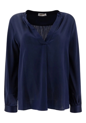 F.It V-neck gathered-detail blouse - Blue