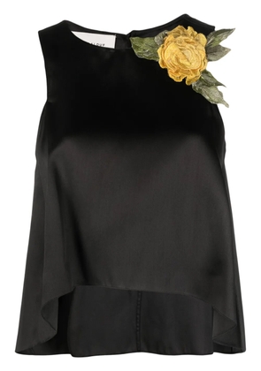 Gemy Maalouf floral-appliqué sleeveless blouse - Black