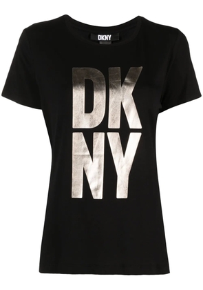DKNY metallic-finish logo-print jersey T-shirt - Black