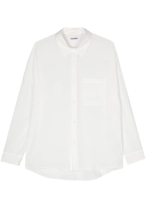 Attachment crinkled long-sleeve shirt - White