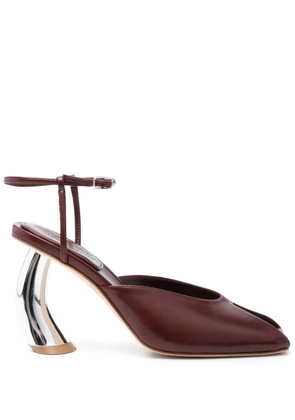 A.W.A.K.E. Mode 85mm Giustine metallic-heel peep-toe pumps - Red