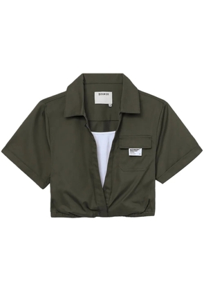 Musium Div. logo-appliqué layered cotton top - Green