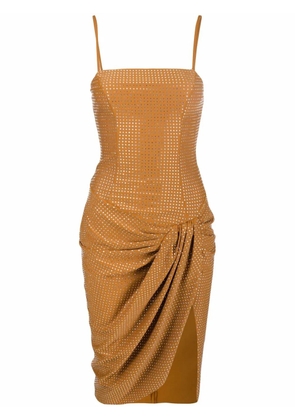 Giuseppe Di Morabito crystal embellished draped dress - Brown