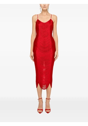 NISSA fringed midi dress - Red