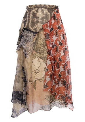 Biyan patchwork high-waisted skirt - Brown