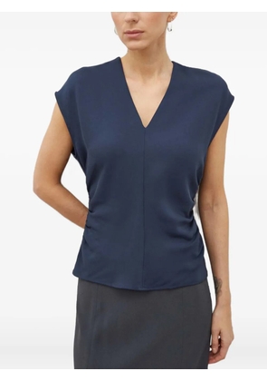 SAMSOE SAMSOE Samailey V-neck gathered top - Blue