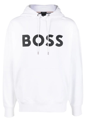 BOSS logo-print cotton hoodie - White