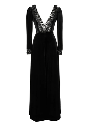 Saiid Kobeisy beaded velvet wide-leg jumpsuit - Black