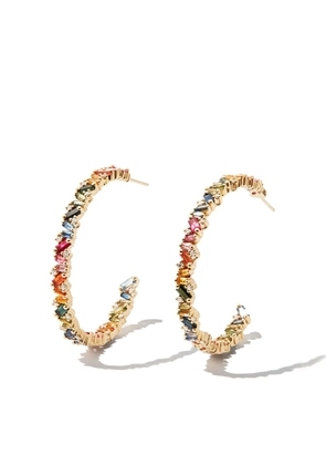 Suzanne Kalan 18kt yellow gold sapphire hoop earrings