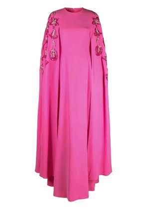 Dina Melwani floral-embroidered crepe gown - Pink