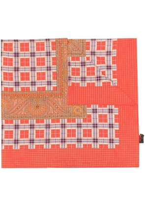 Saint Laurent Pre-Owned 1970s check paisley-print scarf - Orange