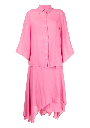Baruni raw-cut edge shirt and wrap skirt set - Pink