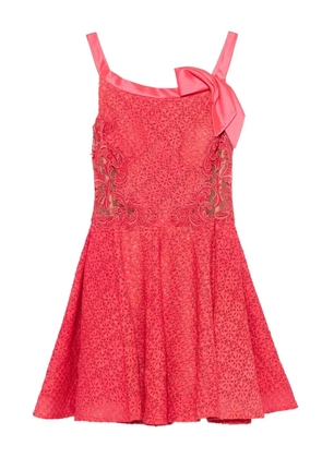 Gemy Maalouf bow-embellished lace dress - Red