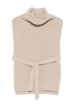 Yves Salomon roll-neck belted knitted top - Neutrals