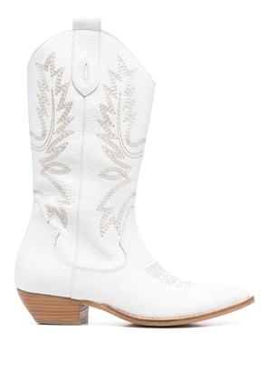 P.A.R.O.S.H. embroidered-design texan boots - White