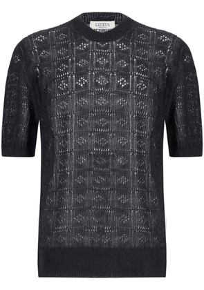 Laneus pointelle-knit T-shirt - Black