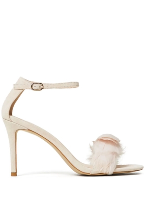 TWINSET 90mm feather-detail suede sandals - Neutrals