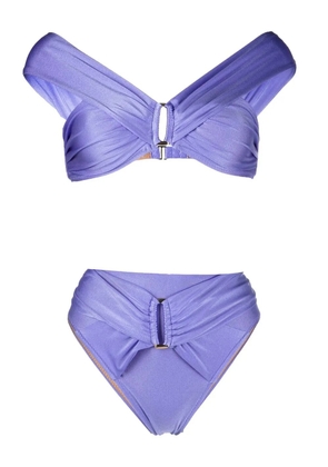 Noire Swimwear gathered-detail high-waisted bikini - Purple