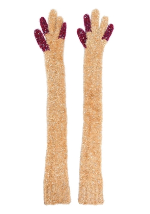 Kiko Kostadinov extra-long glitter-knit gloves - Gold