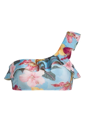 PatBO Hibiscus one-shoulder bikini top - Blue