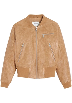 Apparis faux-leather bomber jacket - Brown