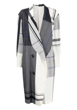 Y's check single-breasted coat - Multicolour