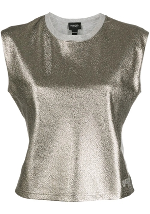 Giambattista Valli logo-embroidered duchess-satin top - Gold