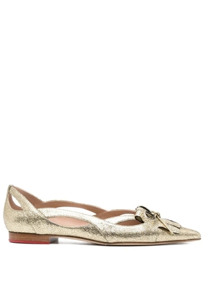 Scarosso pointed toe ballerina pumps - Gold